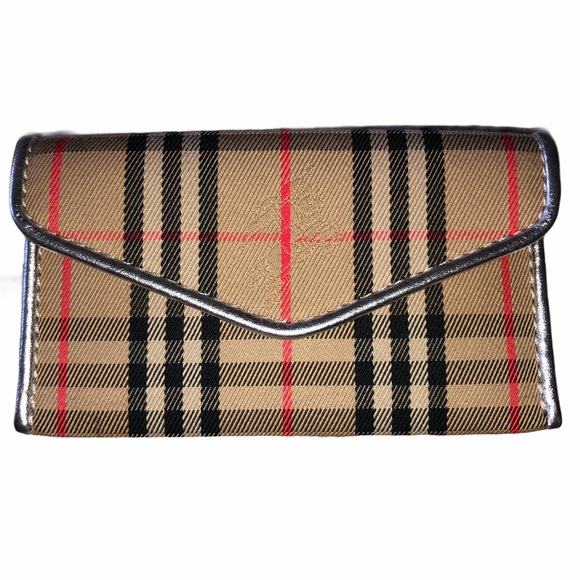 BURBERRY SILVER SMALL CHECK ENVELOPE CARD WAL - Picture 2 of 9